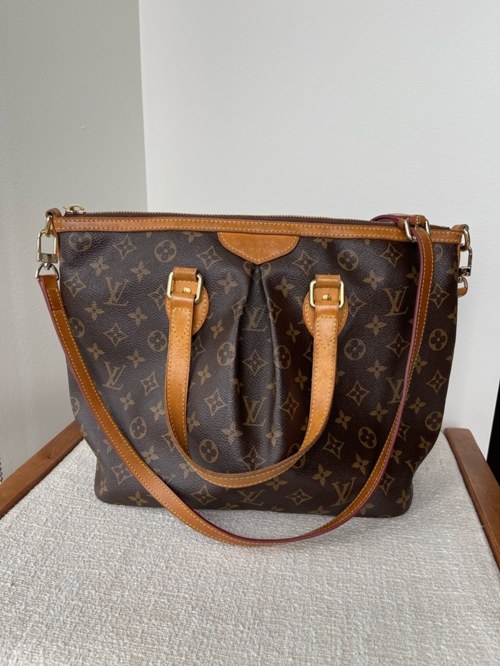 Authentic Louis Vuitton Monogram Canvas Brown Palermo Tote with COA